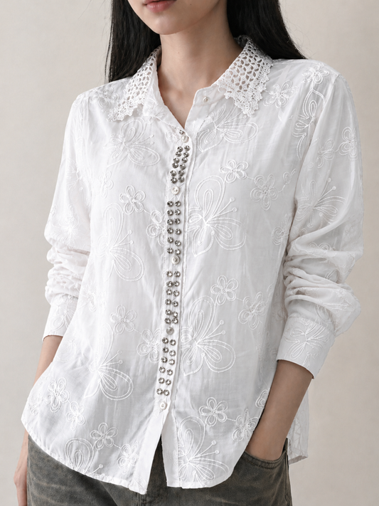 Butterfly Lace Button Shirt