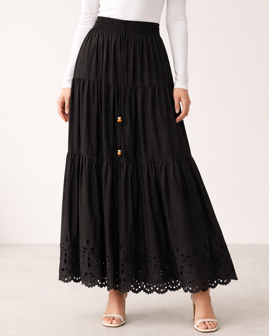 Tiered Lace Hem Skirt