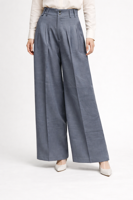 Slate Blue Wide-Leg Pants