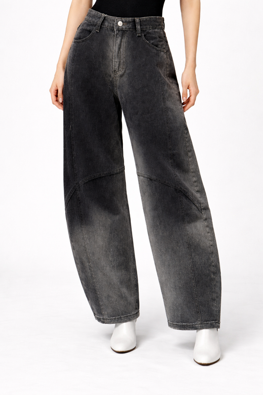Curve Panel Wide-Leg Jeans