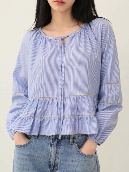 Soft Ruffle Tie-Front Top