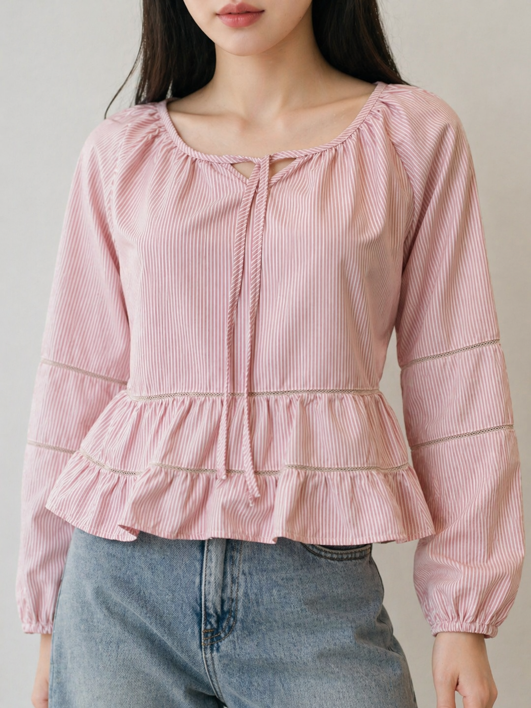 Soft Ruffle Tie-Front Top