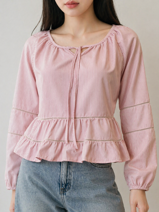 Soft Ruffle Tie-Front Top