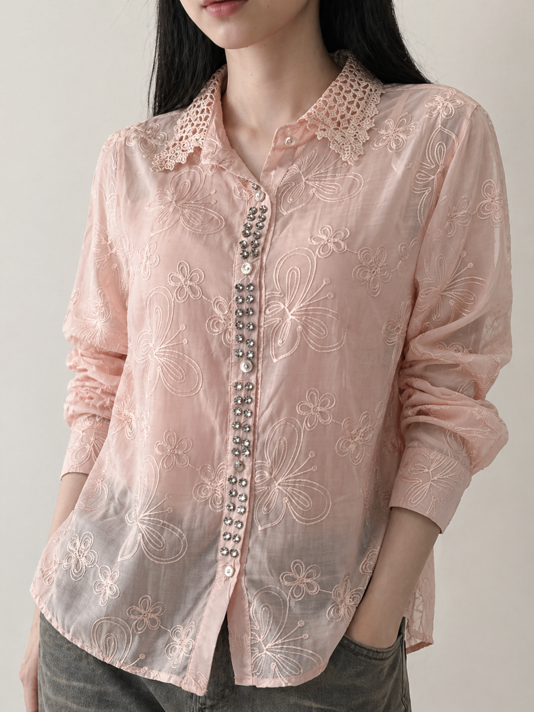Butterfly Lace Button Shirt