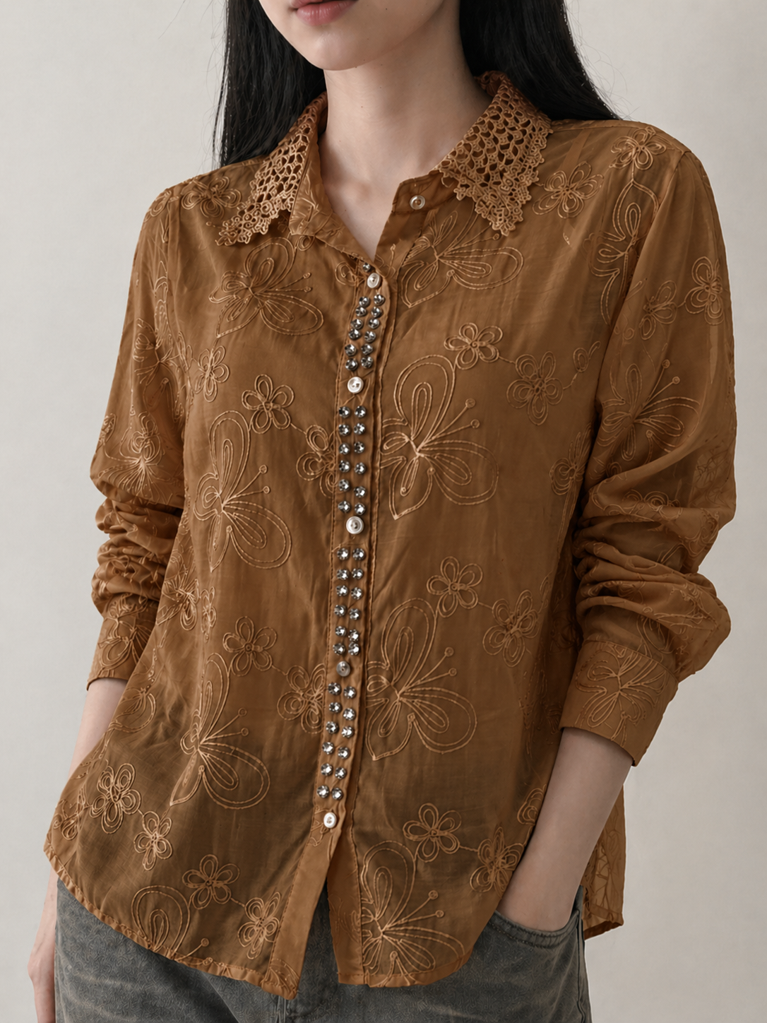 Butterfly Lace Button Shirt