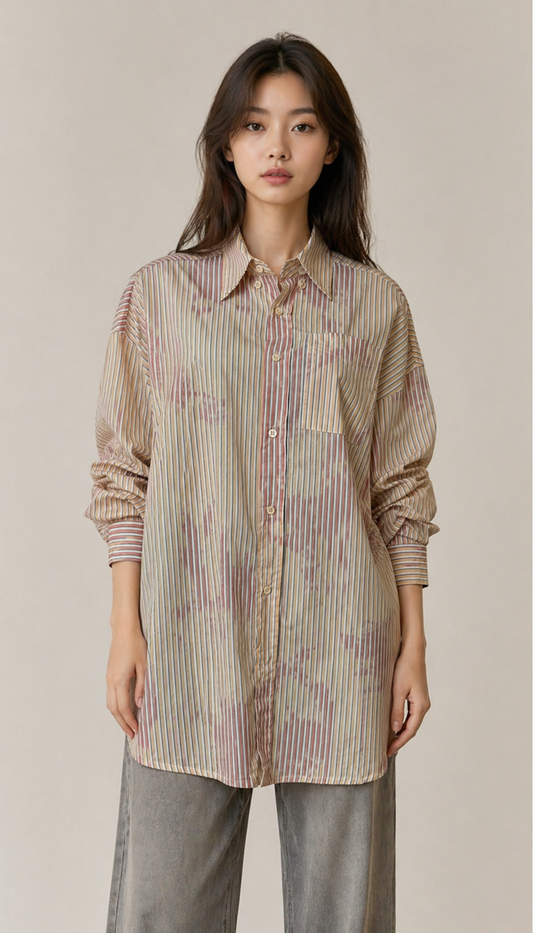 Sunset Stripe Oversized Long Shirt