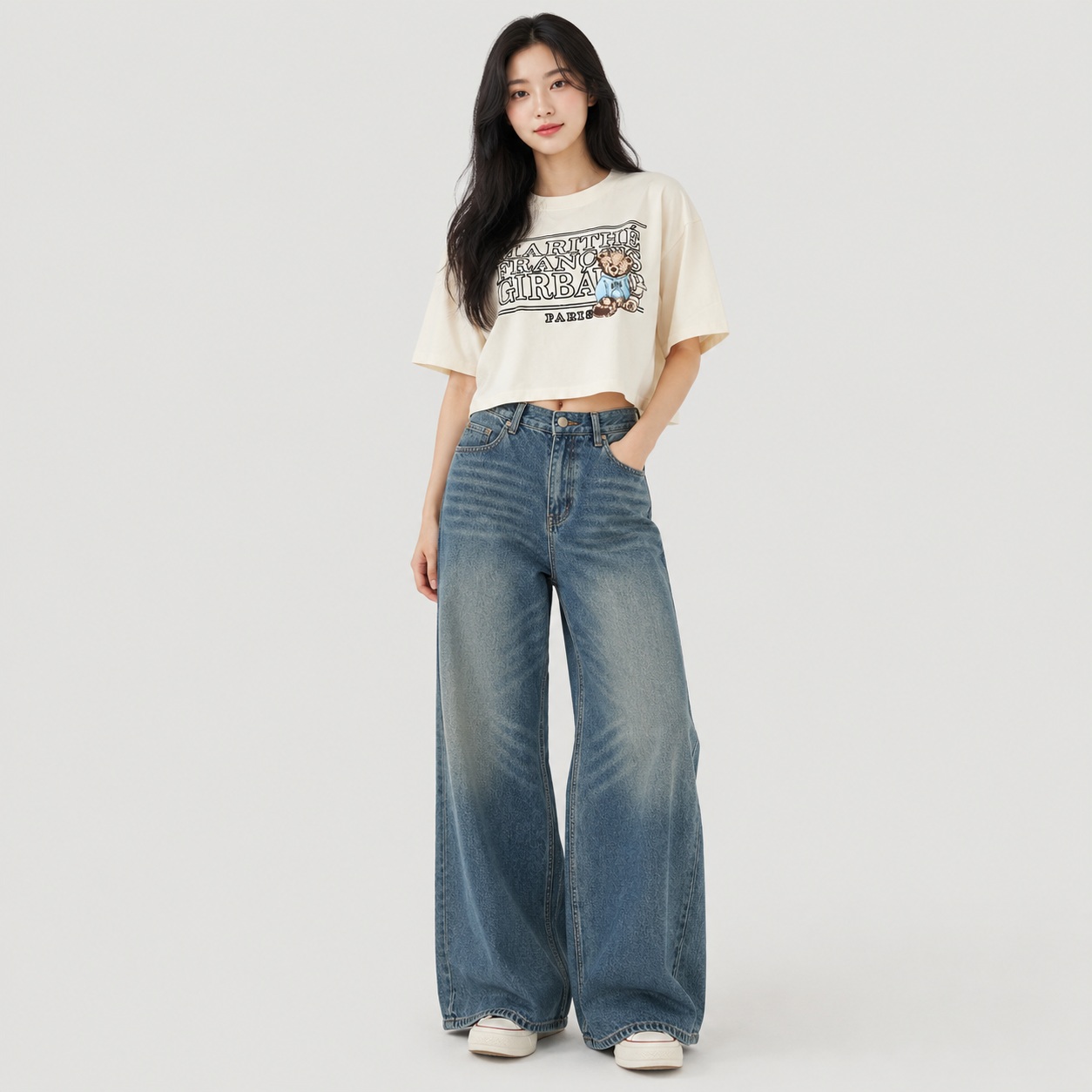 Teddy Script Crop T-shirt