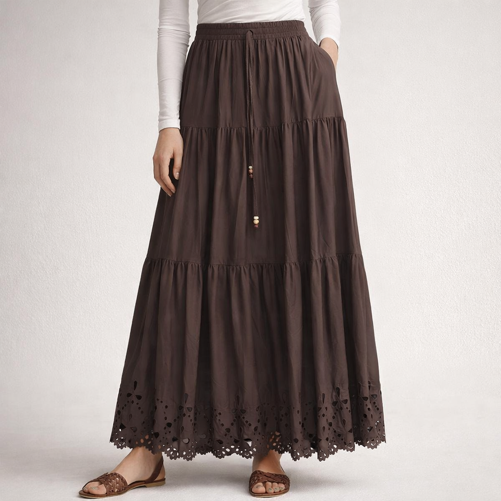 Tiered Lace Hem Skirt