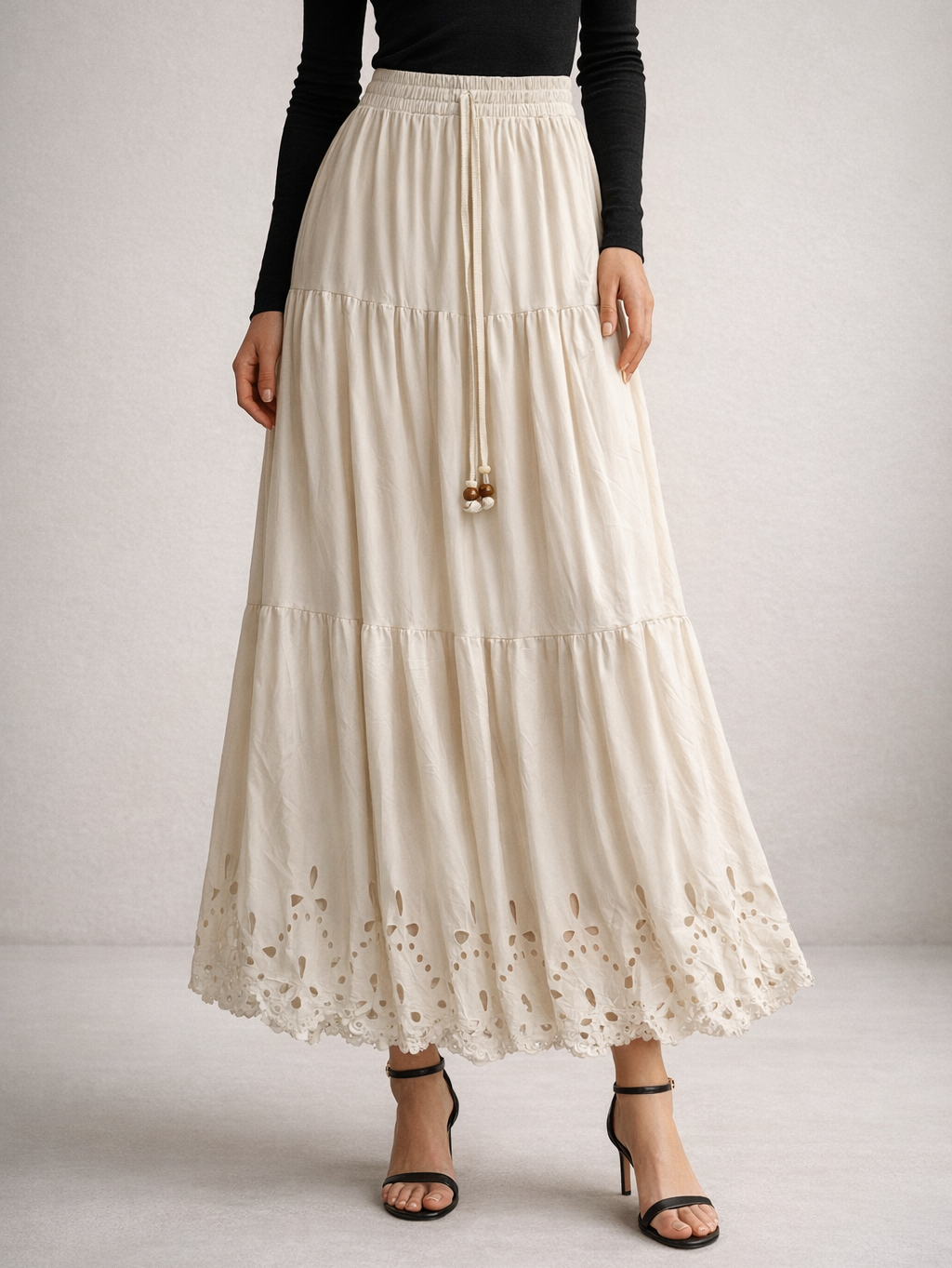Tiered Lace Hem Skirt