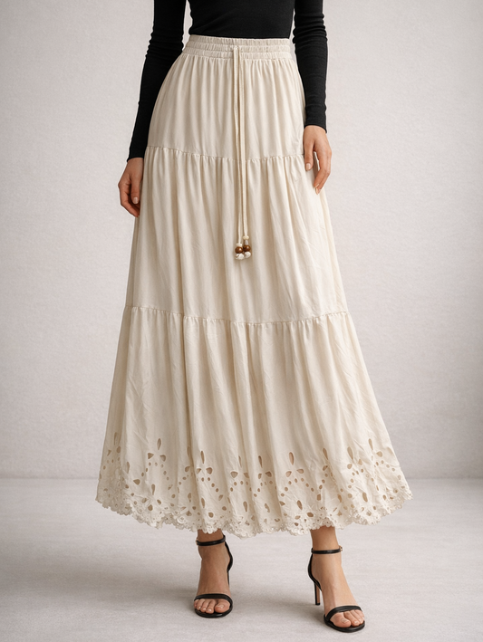 Tiered Lace Hem Skirt