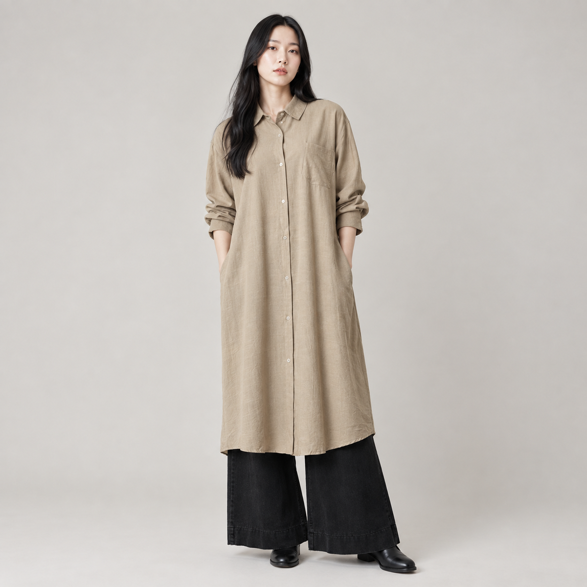 Ease Linen Long Shirt