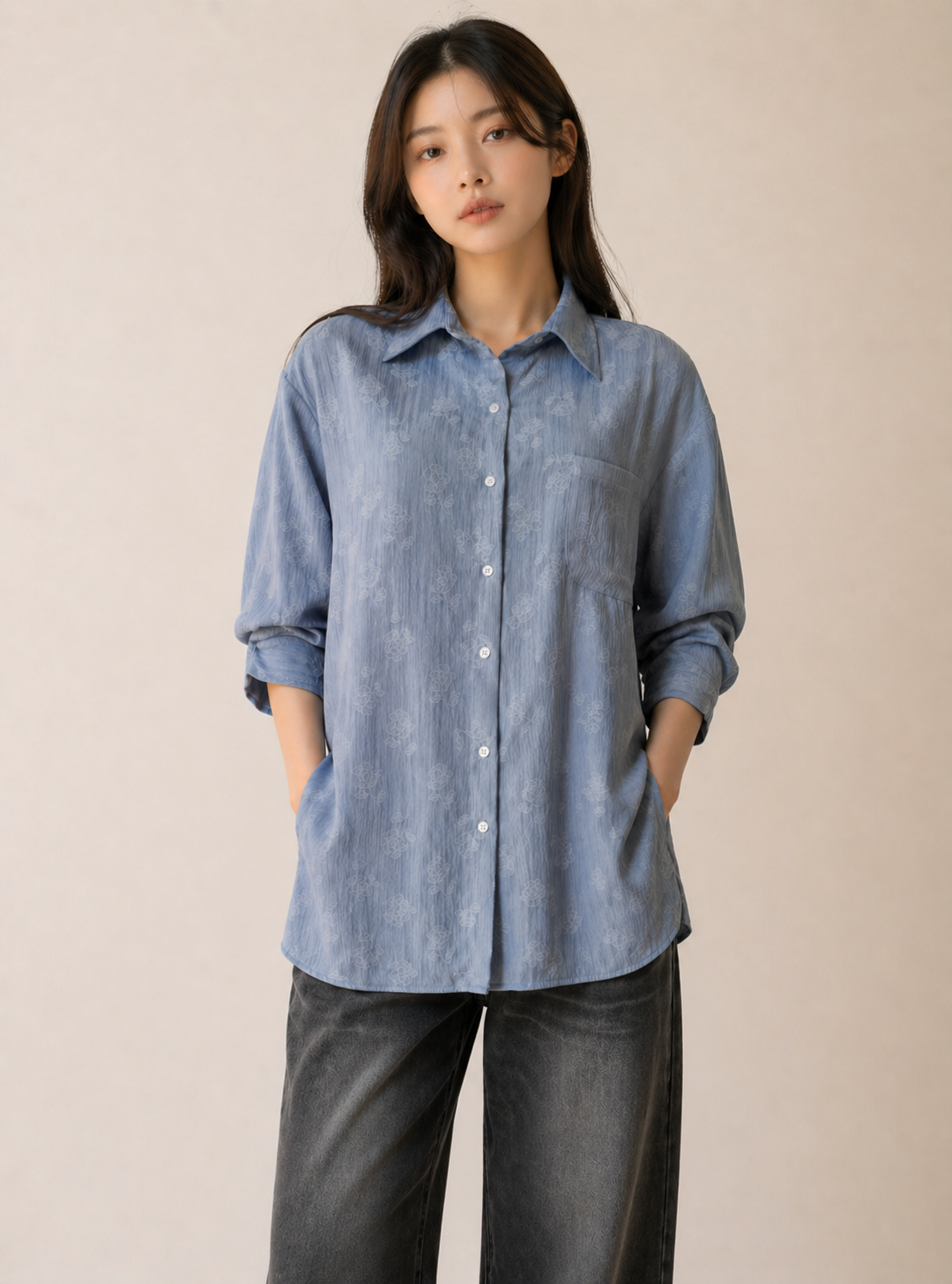 Soft Blue Floral Shirt