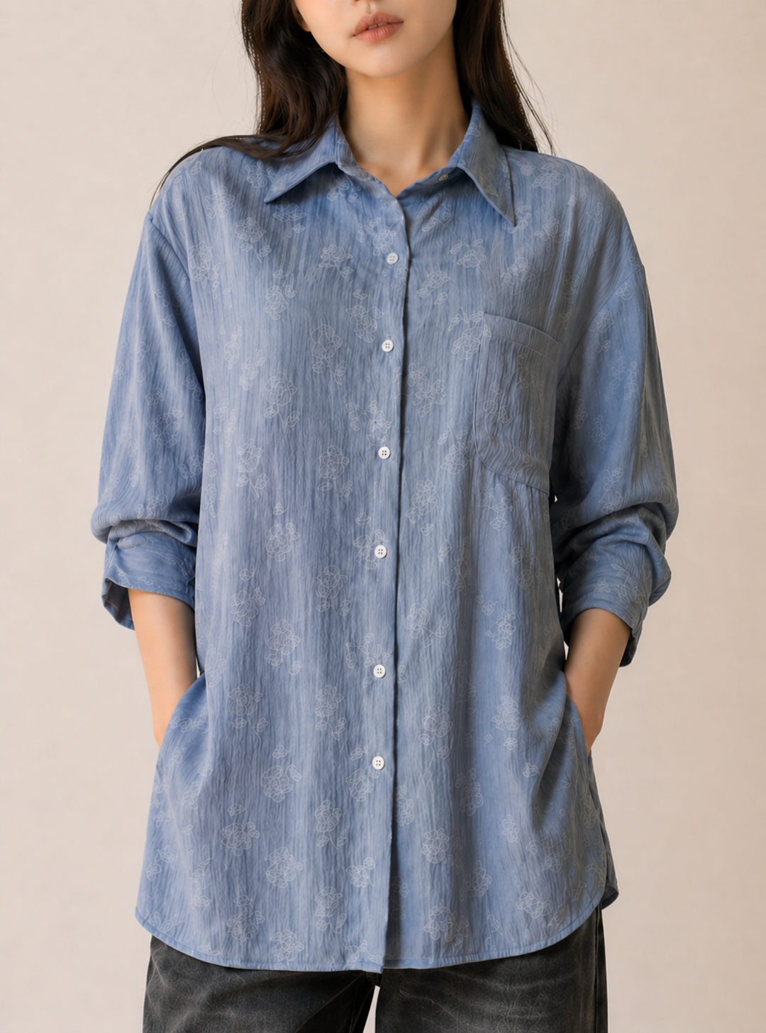 Soft Blue Floral Shirt